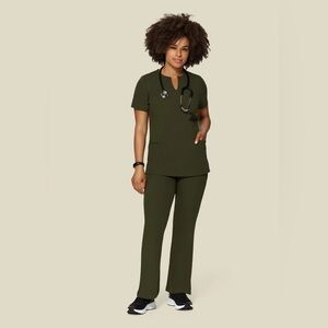 Mandala Olive High Waisted Cargo Scrub Pants